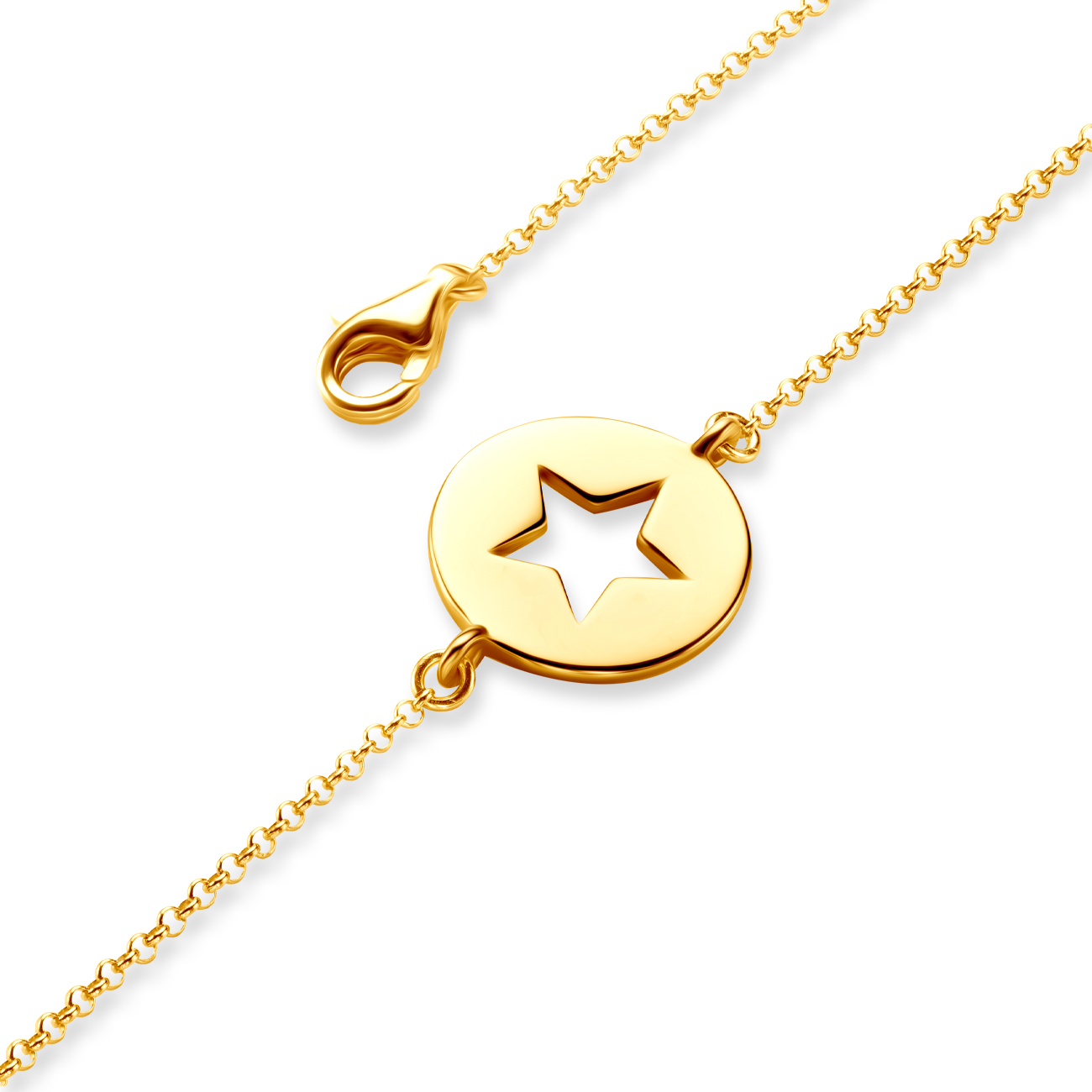 Bransoletka celebrytka gwiazdka srebrna pozłacana 19cm