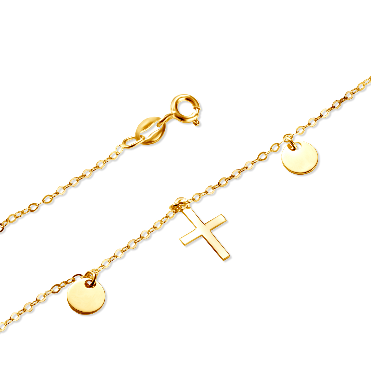 Bransoletka celebrytka krzyżyk Savicki: srebrna pozłacana - 3