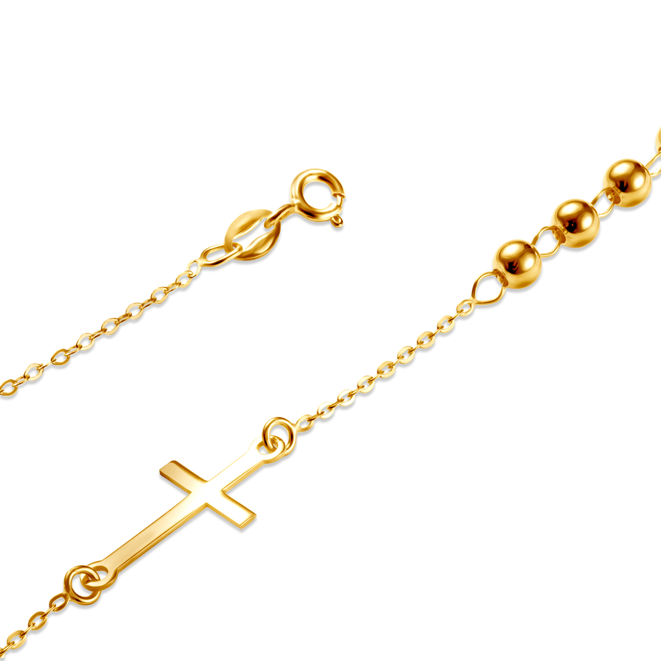 Armband Kette mit Anhänger  Kreuz Savicki: Silber Vergoldet - 3