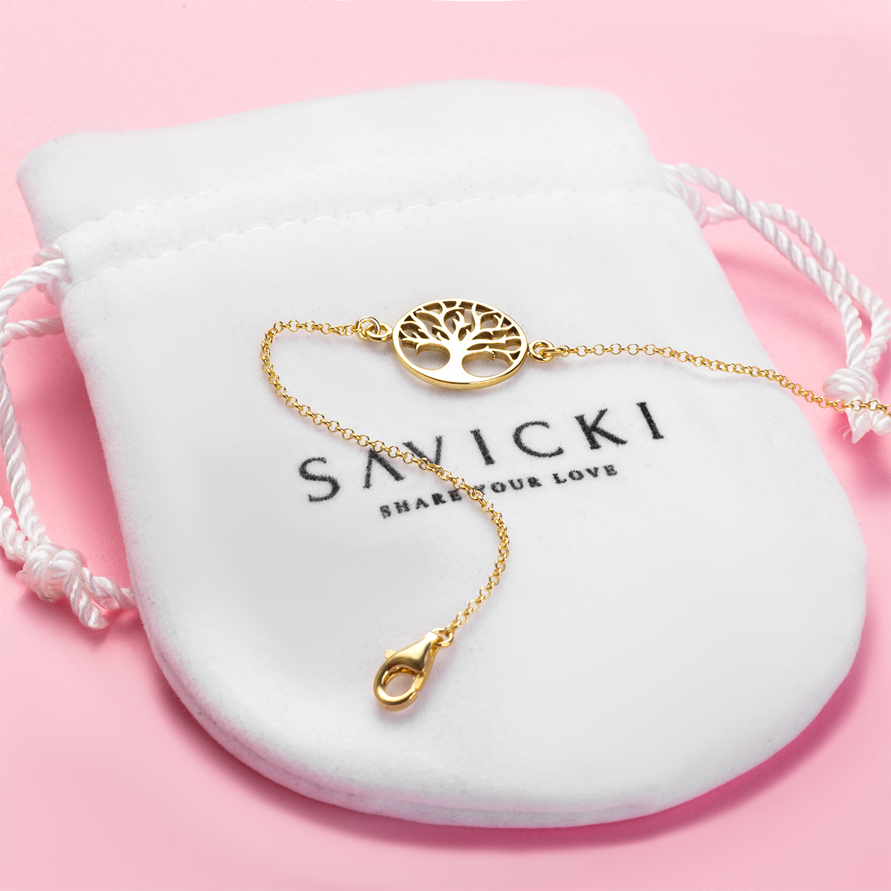 Bransoletka celebrytka drzewo życia Savicki: srebrna pozłacana - 4