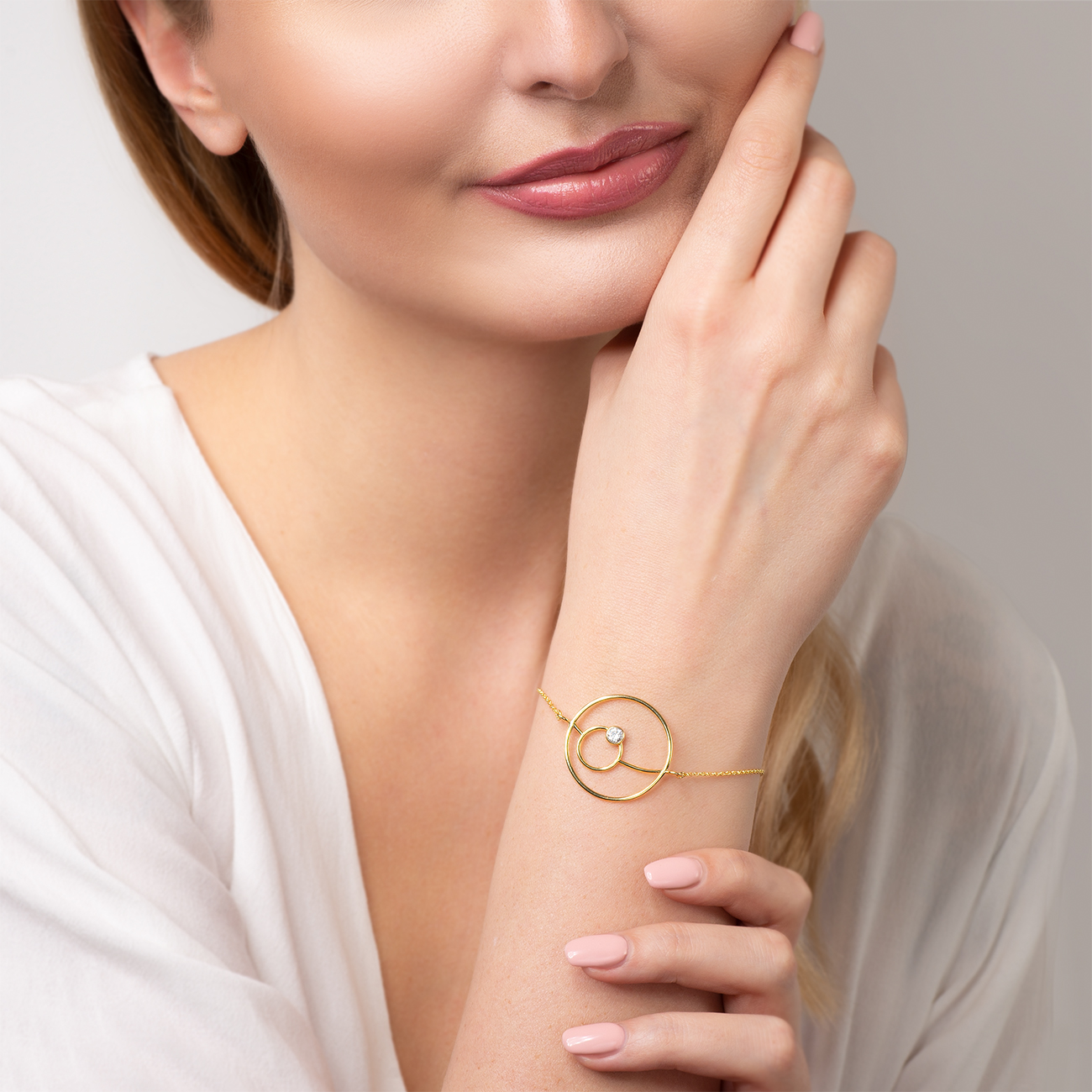 Bransoletka celebrytka Savicki: srebrna pozłacana, cyrkonia