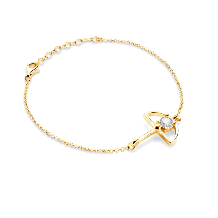 Náramek s přívěskem SAVICKI: pozlacené stříbro, zirkon