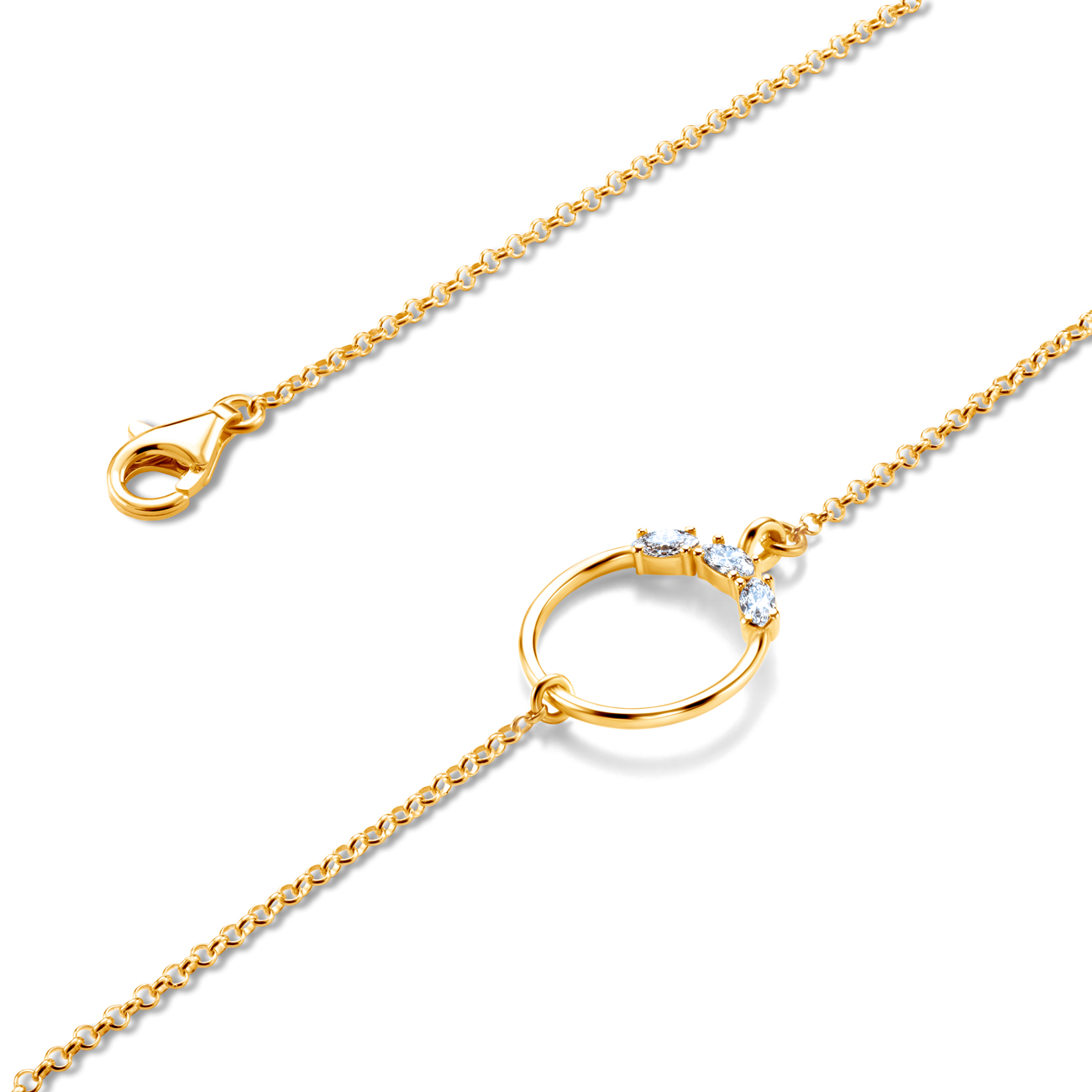 Bransoletka koło celebrytka Savicki: srebrna pozłacana, cyrkonie - 3