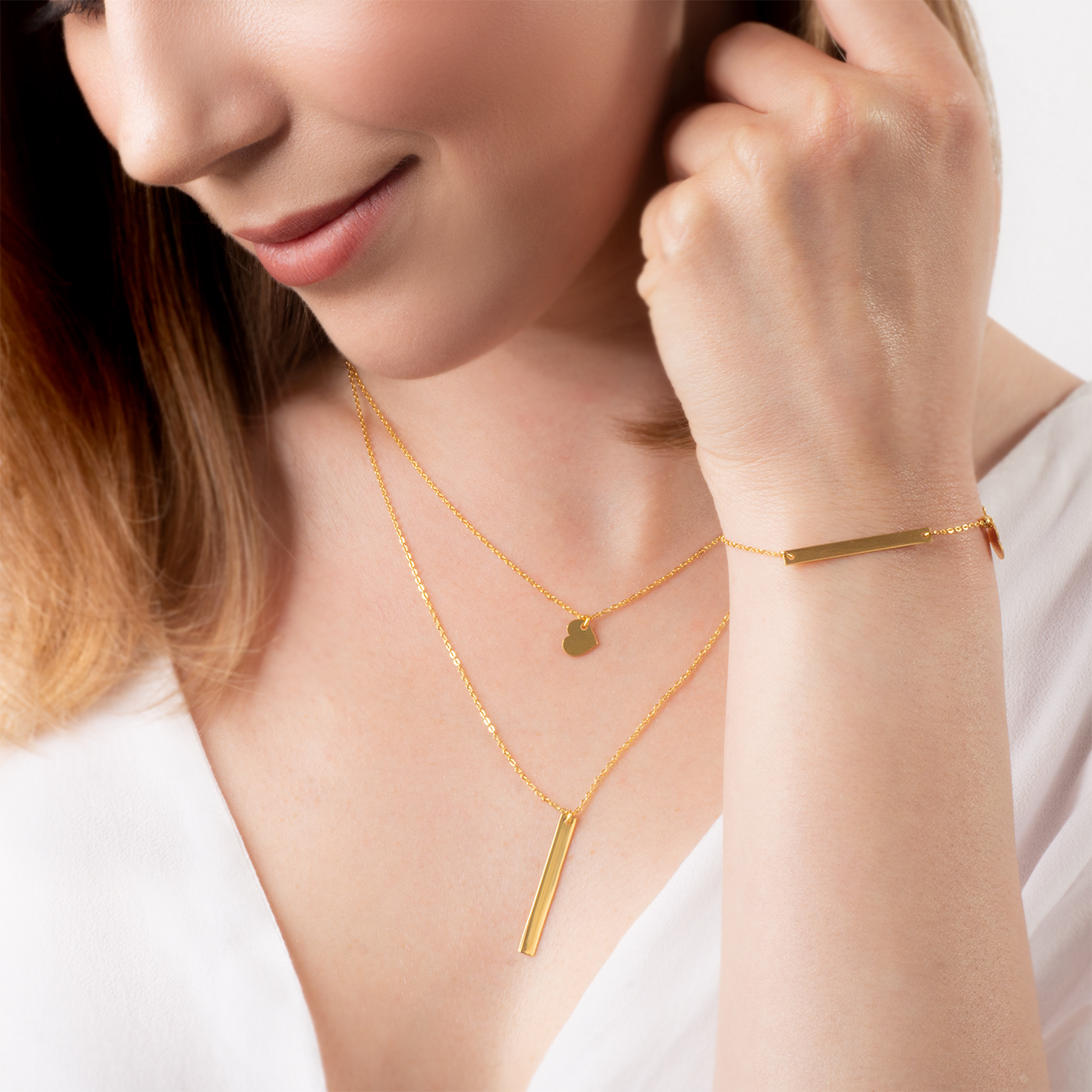 Bransoletka celebrytka serce Savicki: srebrna pozłacana - 6