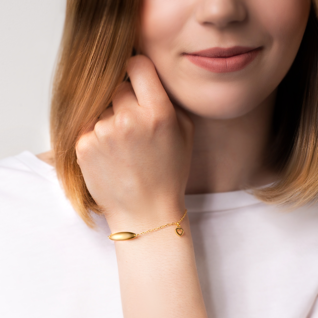 Bransoletka celebrytka serce Savicki: srebrna pozłacana - 5