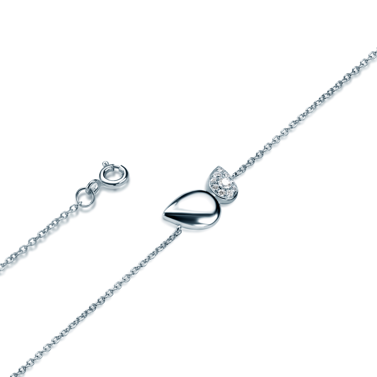 Bransoletka łezka Nature: srebrna, cyrkonie