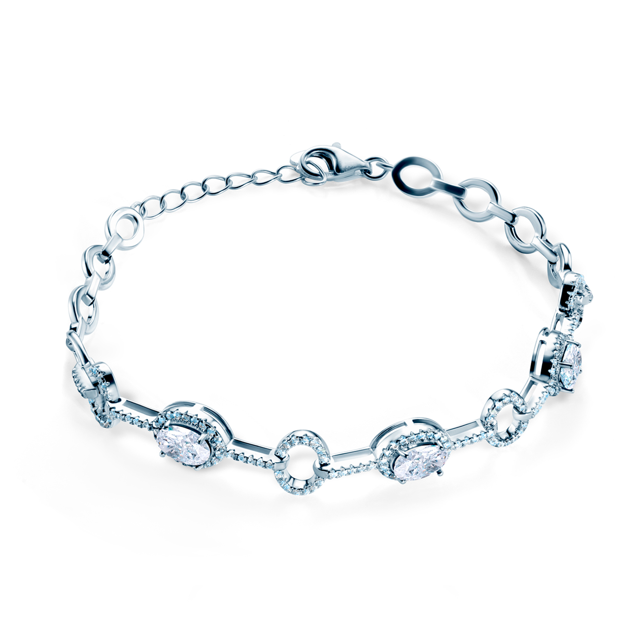 Náramek Swan Lake: bílé zlato, diamanty