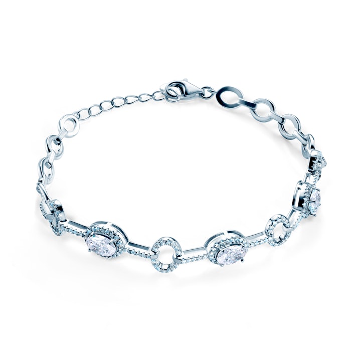 Náramek Swan Lake: bílé zlato, diamanty