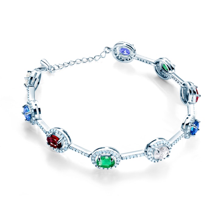 Náramok Swan Lake: biele zlato, diamanty