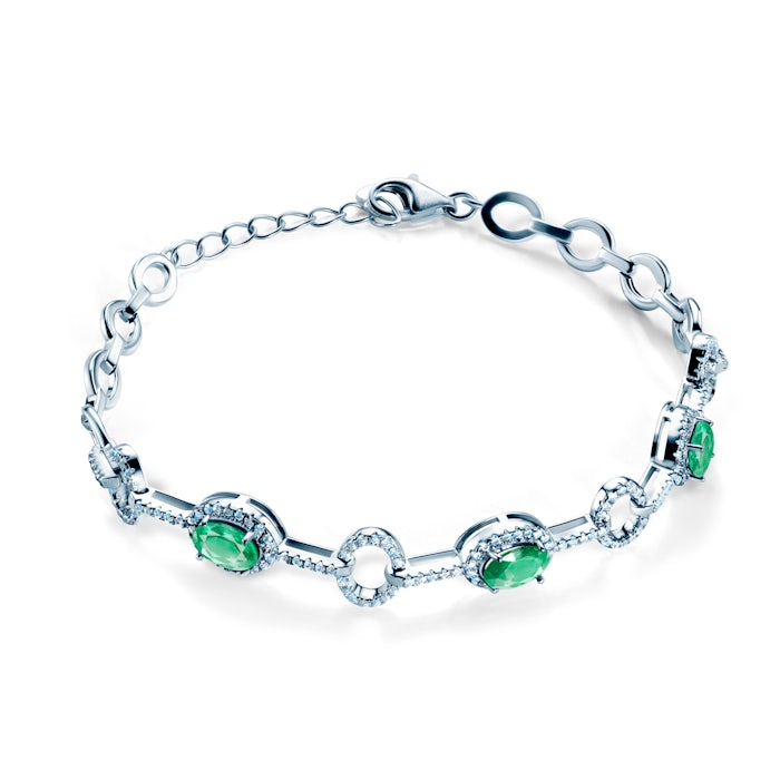 Bracelet Swan Lake: white gold, emeralds
