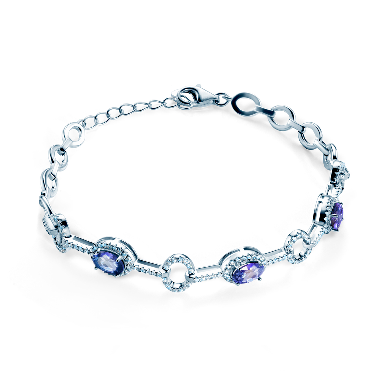 Bransoletka Swan Lake: białe złoto, tanzanity