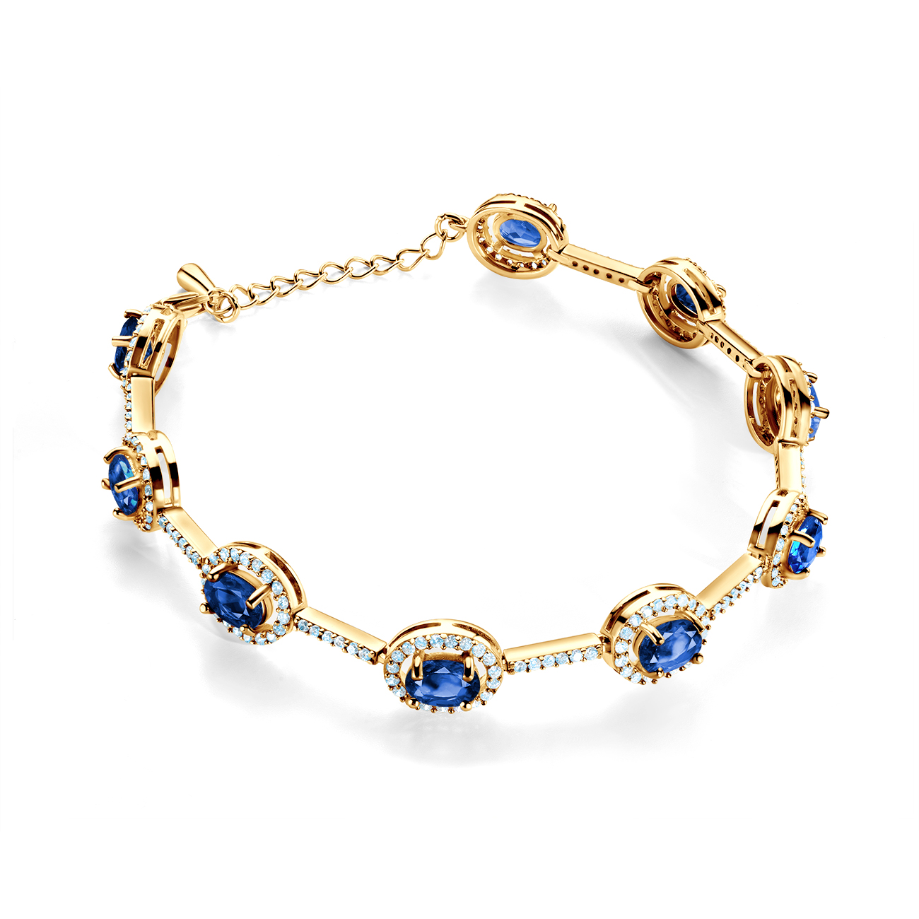 Náramok Swan Lake: žlté zlato, modré zafíry