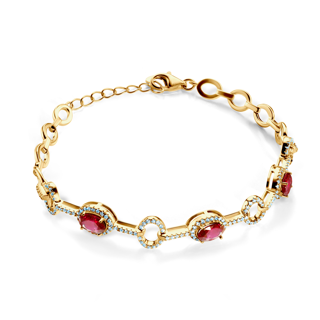 Náramek Swan Lake: žluté zlato, rubíny