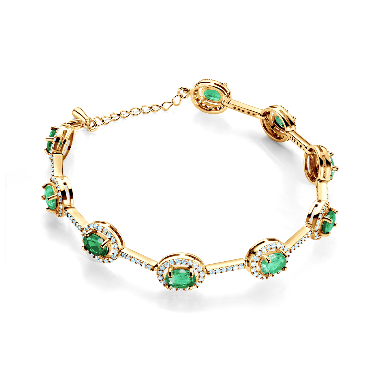 Náramek Swan Lake: žluté zlato, smaragdy