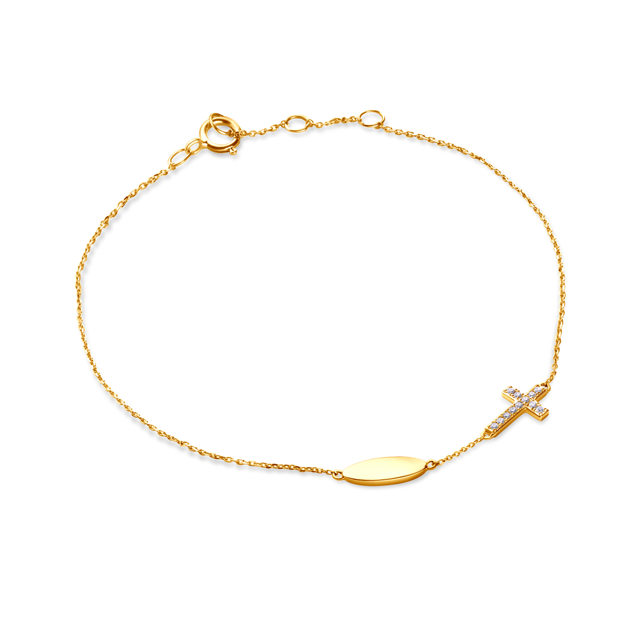 Armband mit Kreuz Savicki: Gold, Diamanten