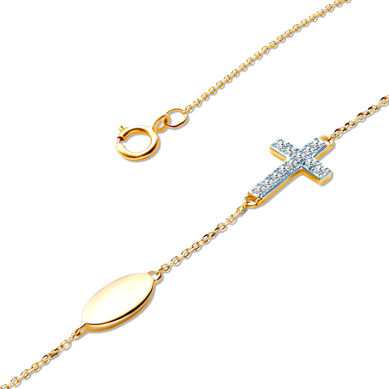 Armband mit Kreuz Savicki: Gold, Diamanten - 3