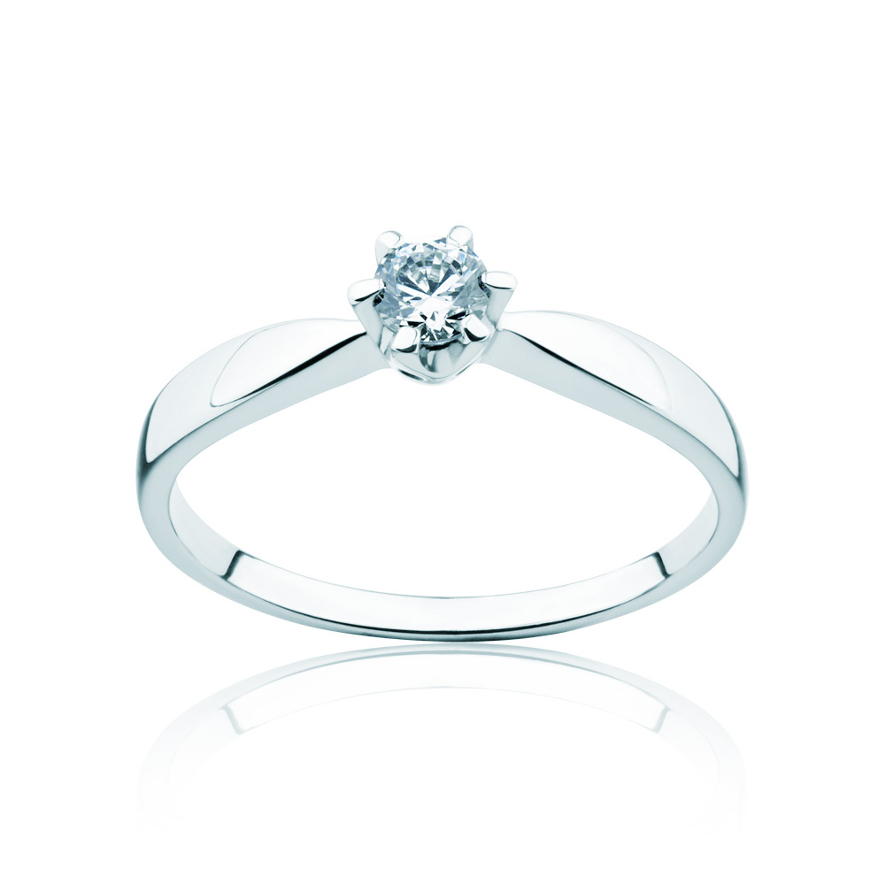 Pierścionek zaręczynowy Triumph of Love: białe złoto, biały szafir