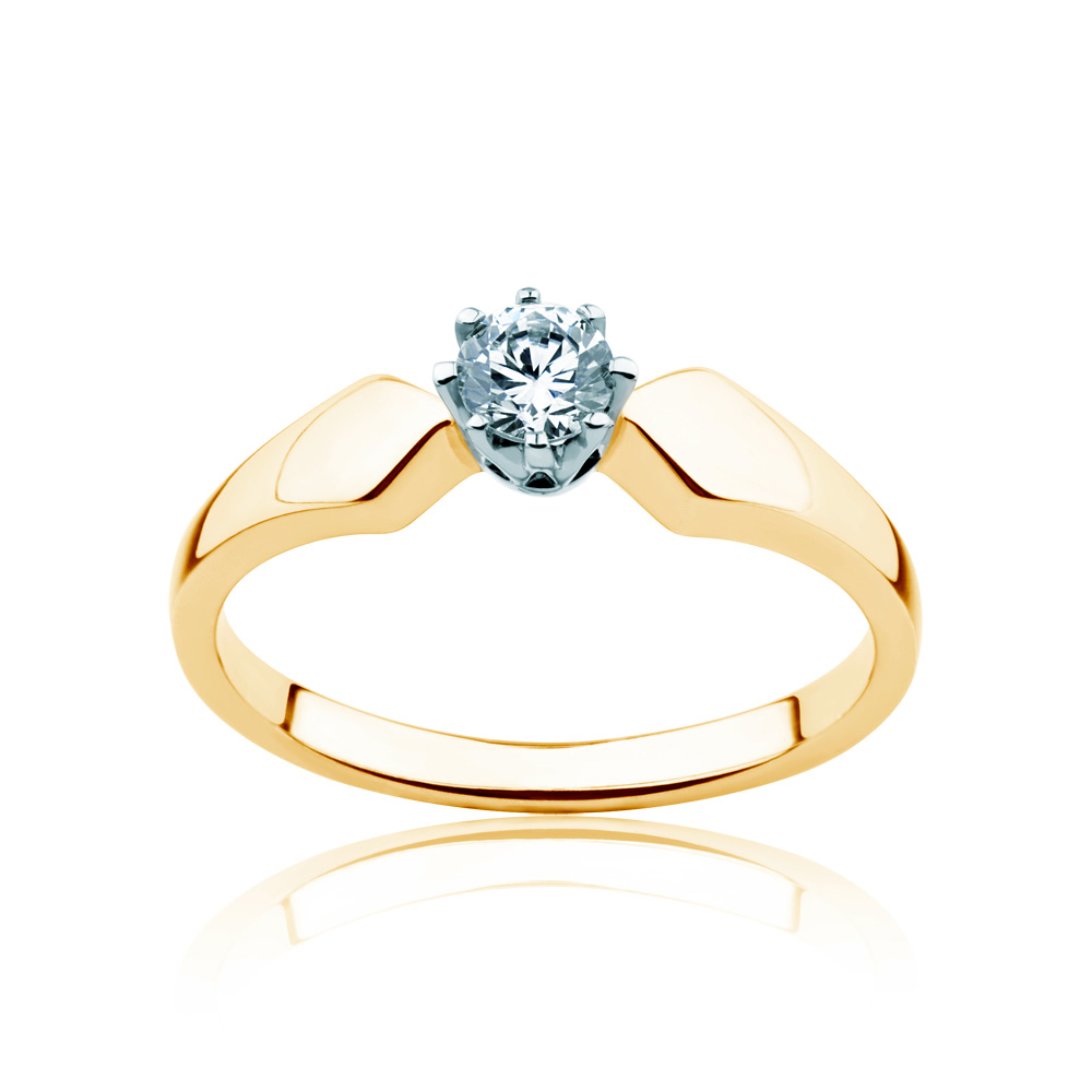Pierścionek zaręczynowy Triumph of Love: dwukolorowe złoto, z diamentem