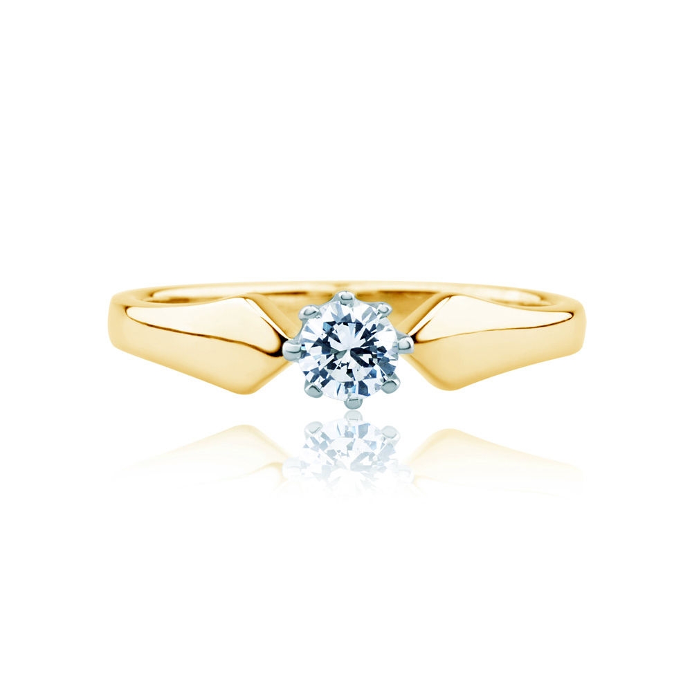 Pierścionek zaręczynowy Triumph of Love: dwukolorowe złoto, z diamentem