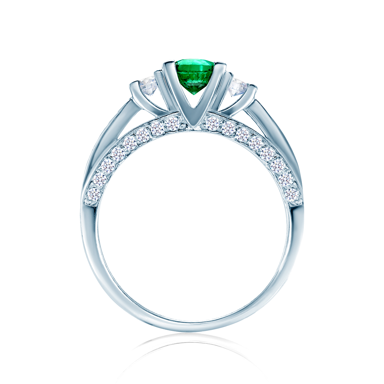Pierścionek Secret Garden: białe złoto, szmaragd