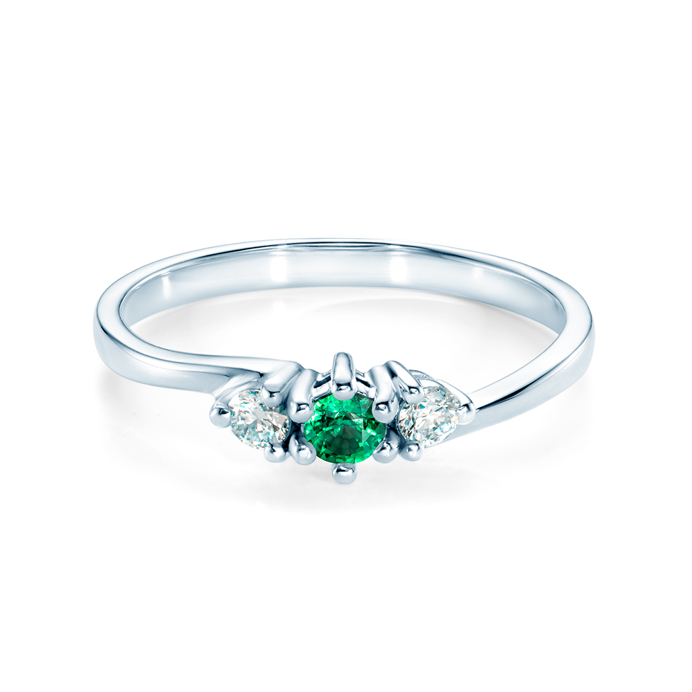 Secret Garden Collection | Three-Stone Ring: white gold, emerald
