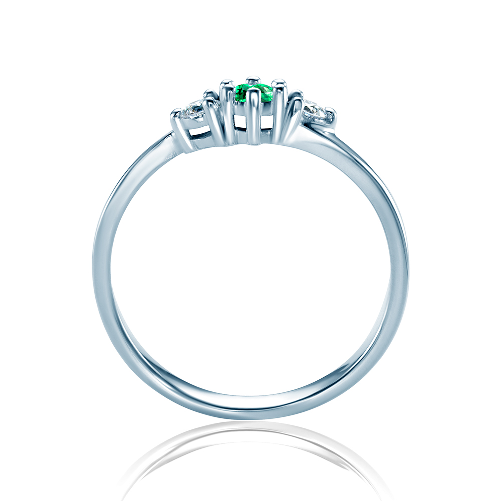 Pierścionek Secret Garden: białe złoto, szmaragd