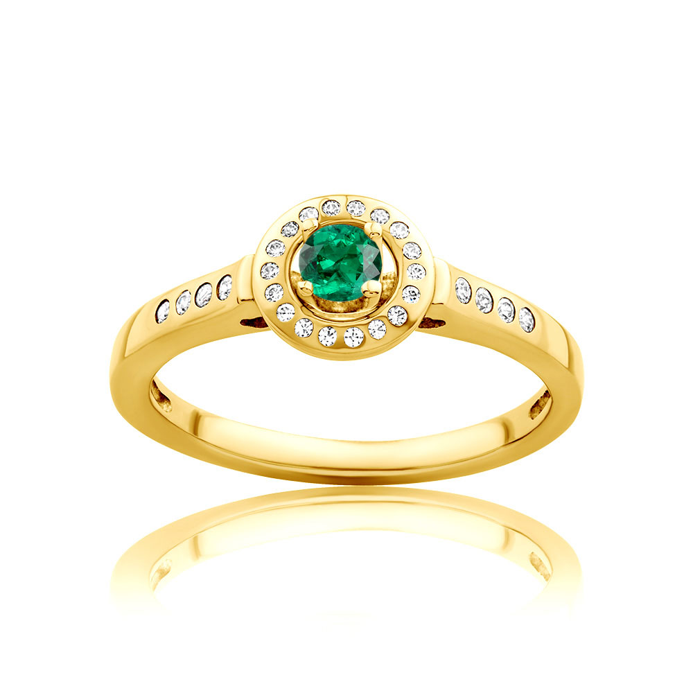 Pierścionek Secret Garden: złoty, szmaragd