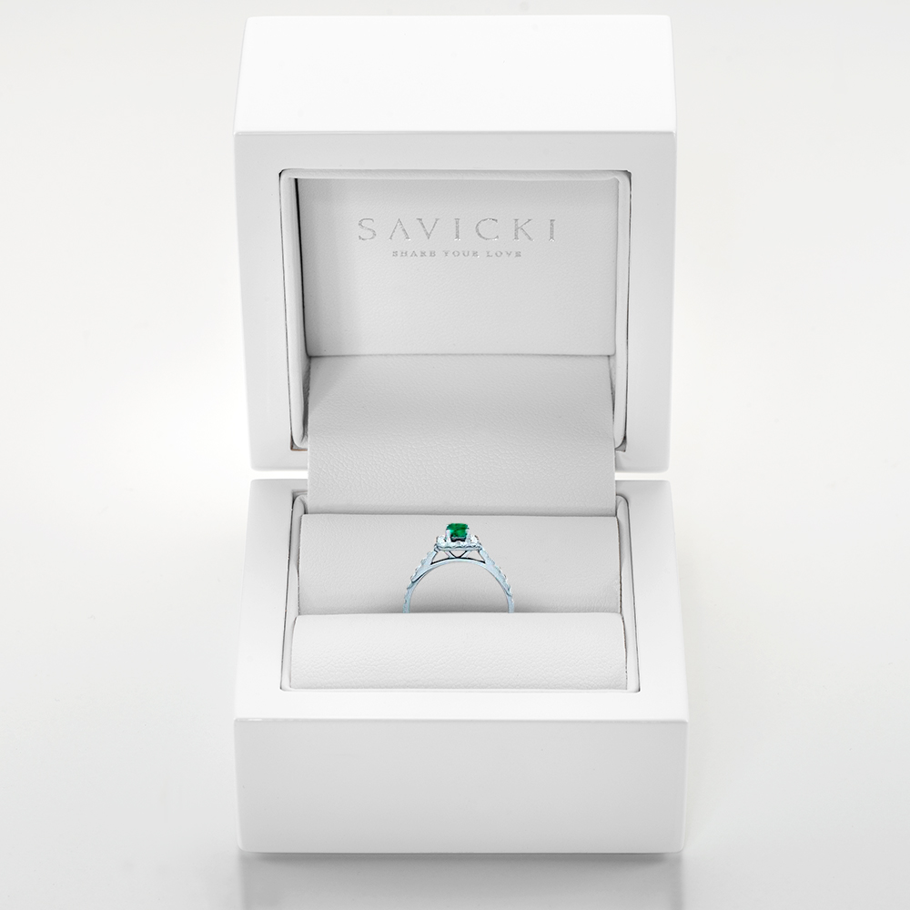 Pierścionek Secret Garden: białe złoto, szmaragd - 3