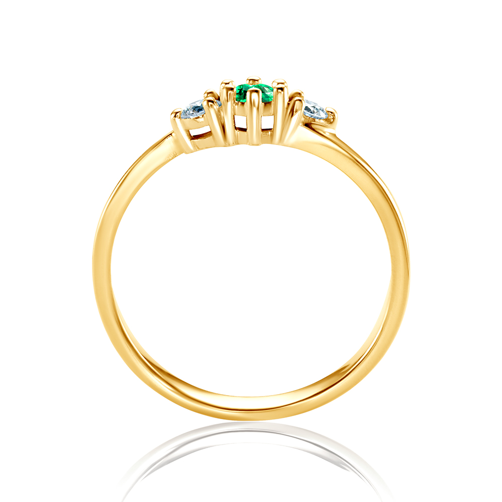 Pierścionek Secret Garden: złoty, szmaragd