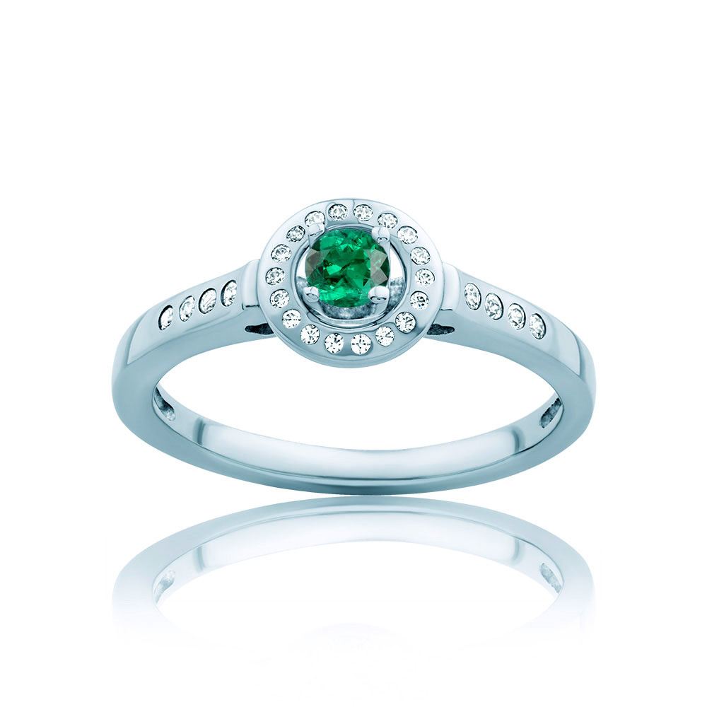 Pierścionek Secret Garden: białe złoto, szmaragd