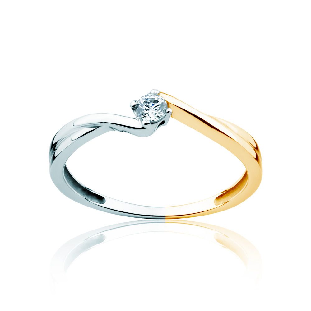 Pierścionek zaręczynowy Classical Inspiration: dwukolorowe złoto, z diamentem