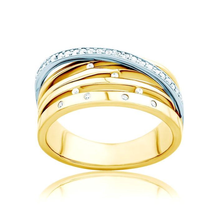 Pierścionek SAVICKI: dwukolorowe złoto, z diamentami