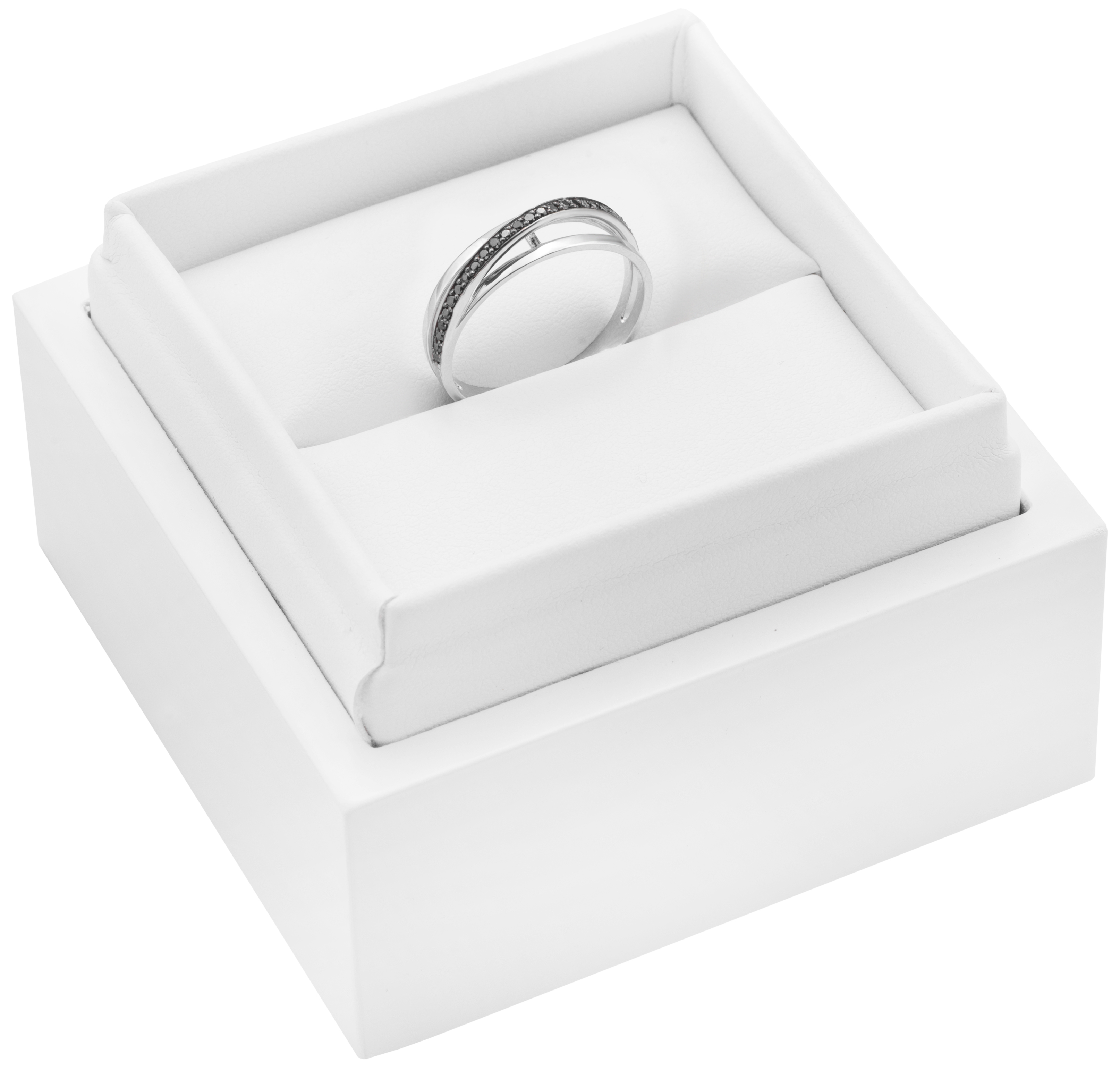 Pierścionek SAVICKI: białe złoto, czarny diament