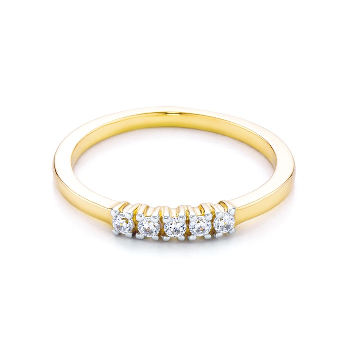 Prsten SAVICKI: dvoubarevné zlato, zirkony