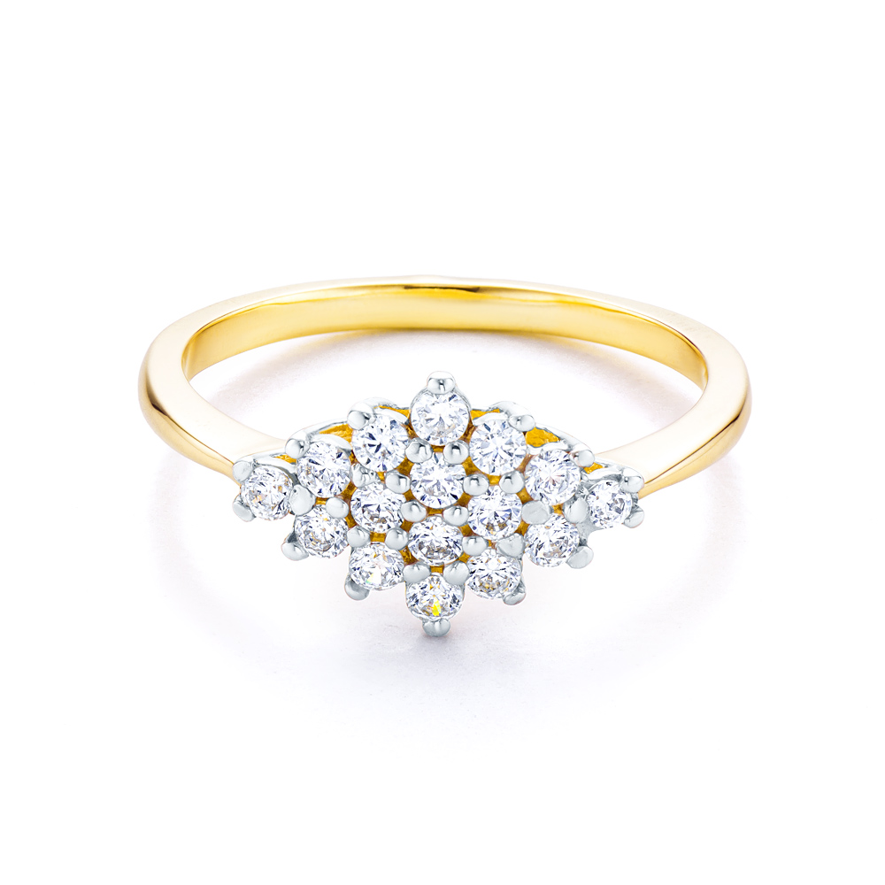 Pierścionek SAVICKI: dwukolorowe złoto, z cyrkoniami