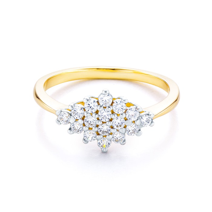 Pierścionek SAVICKI: dwukolorowe złoto, z cyrkoniami