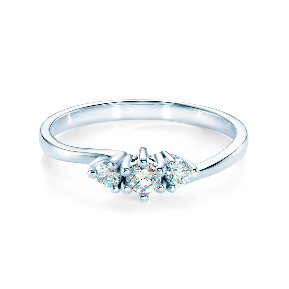 Three-Stone Engagement Ring: white gold, diamonds