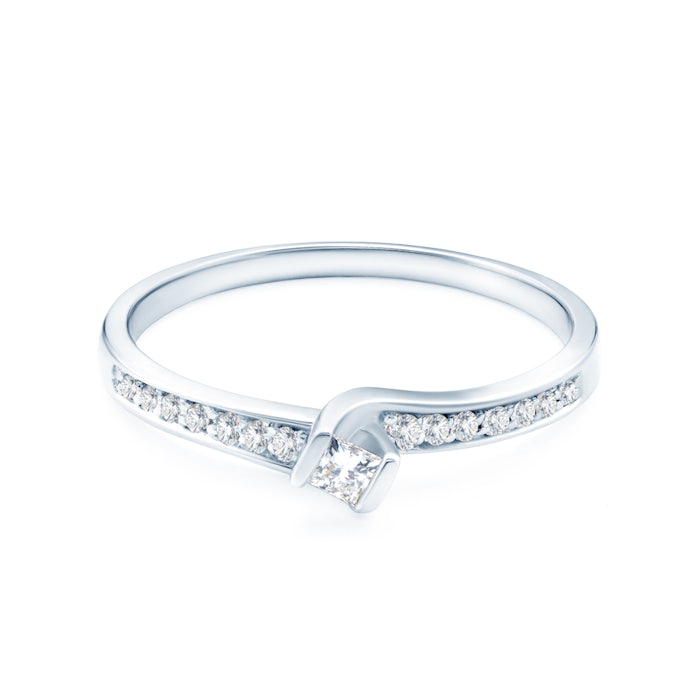 Side-Stone Engagement Ring: white gold, diamond