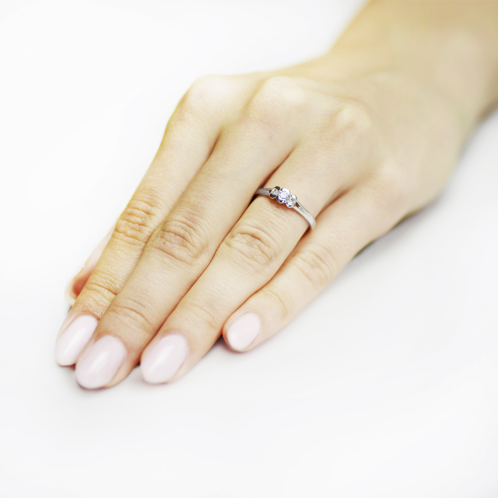 Pierścionek zaręczynowy SAVICKI: białe złoto, diamenty - 4