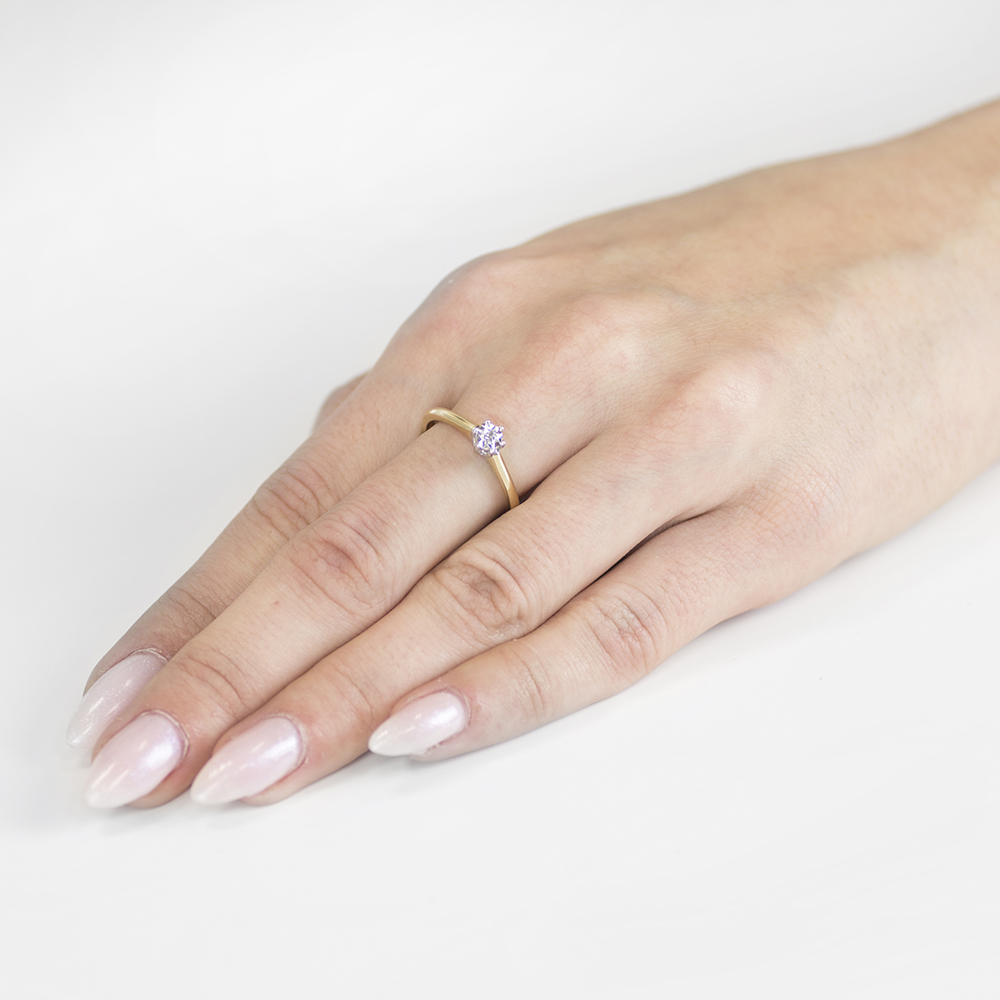 Pierścionek zaręczynowy SAVICKI: dwukolorowe złoto, diament