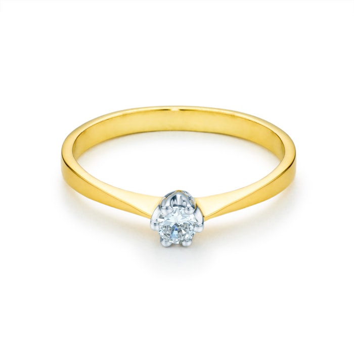 Pierścionek zaręczynowy SAVICKI: dwukolorowe złoto, z diamentem