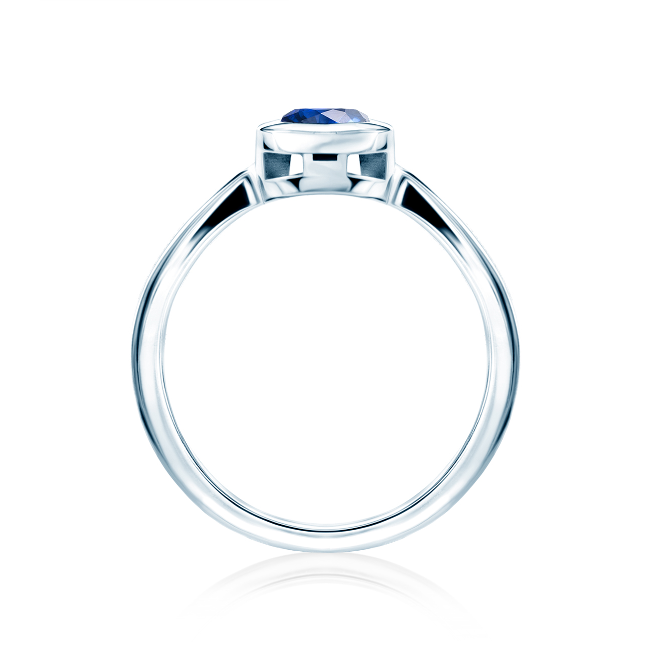 Pierścionek zaręczynowy SAVICKI: białe złoto, niebieski szafir