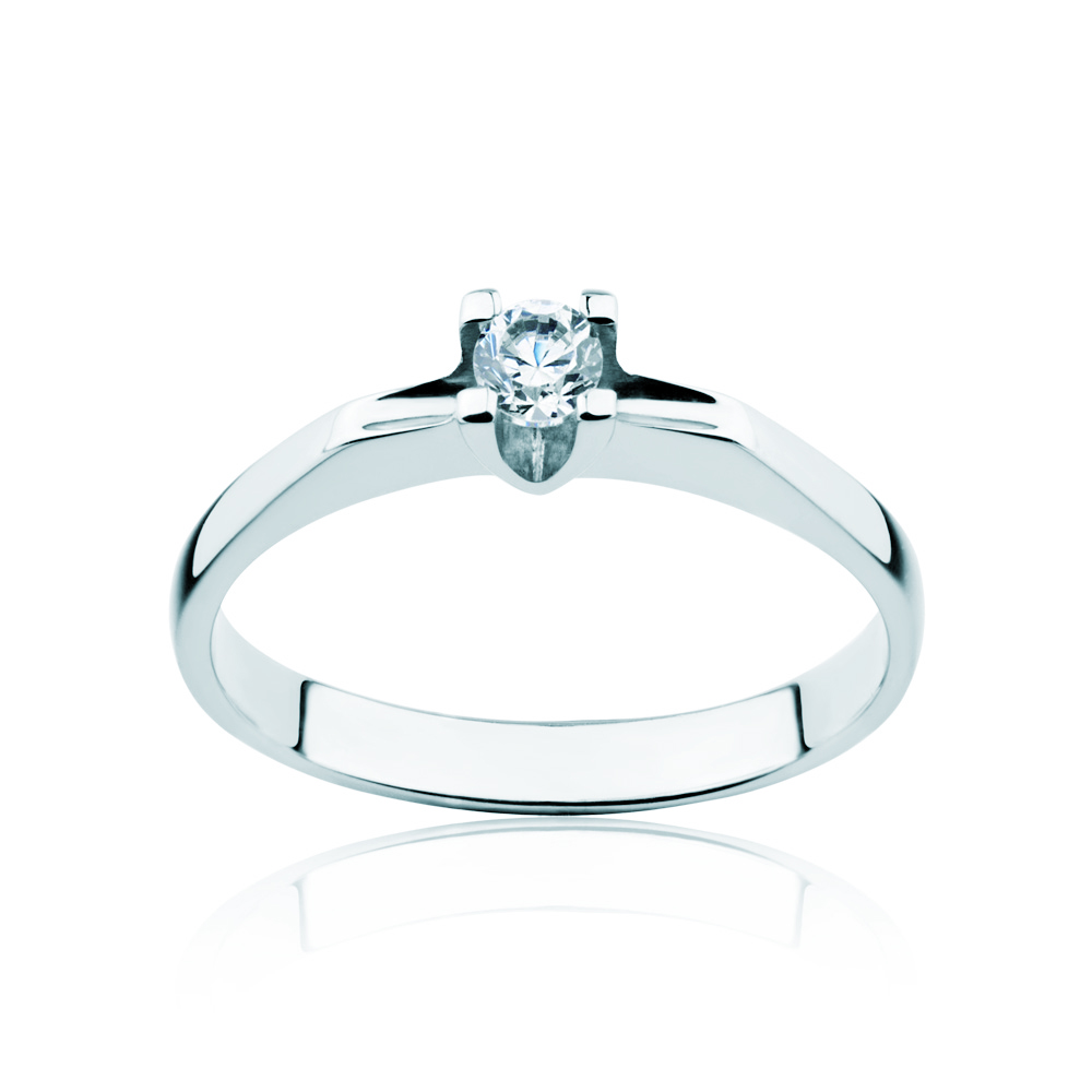 Zásnubný prsteň SAVICKI: biele zlato, diamant