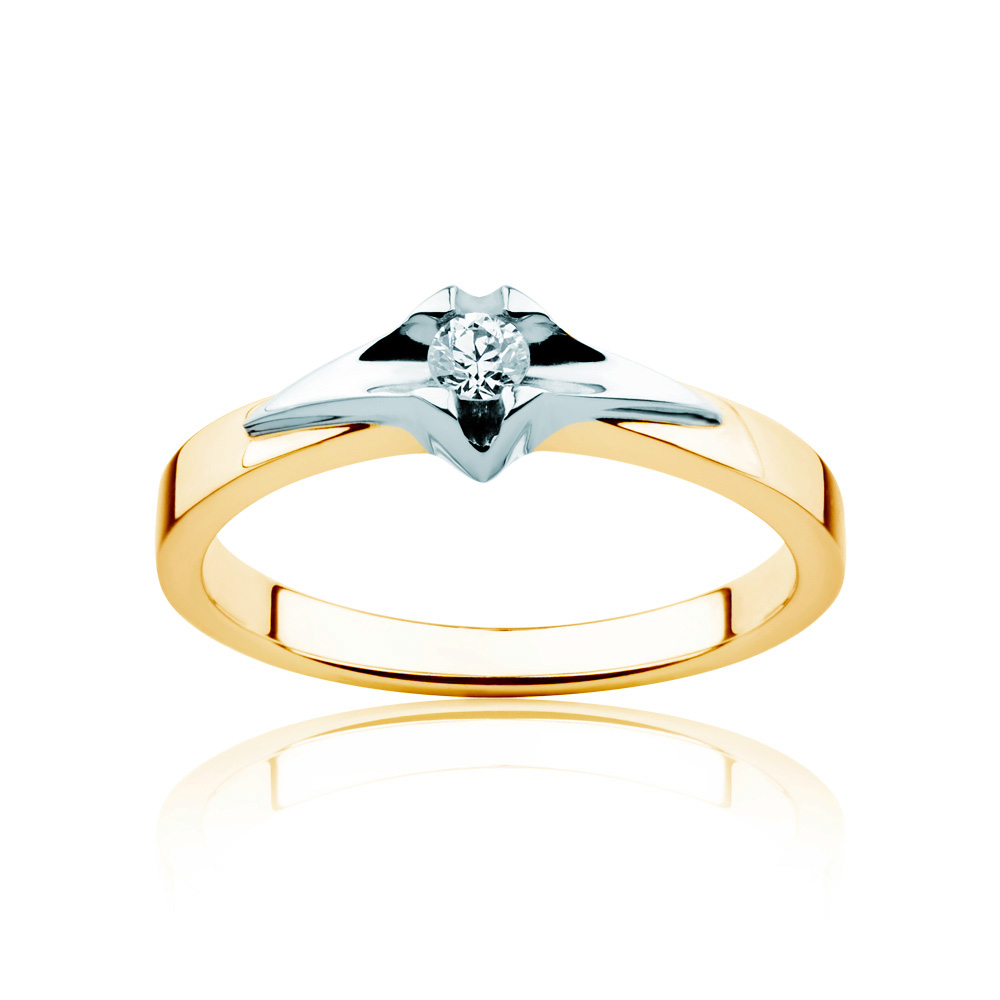 Tension Engagement Ring: two colour gold, diamond