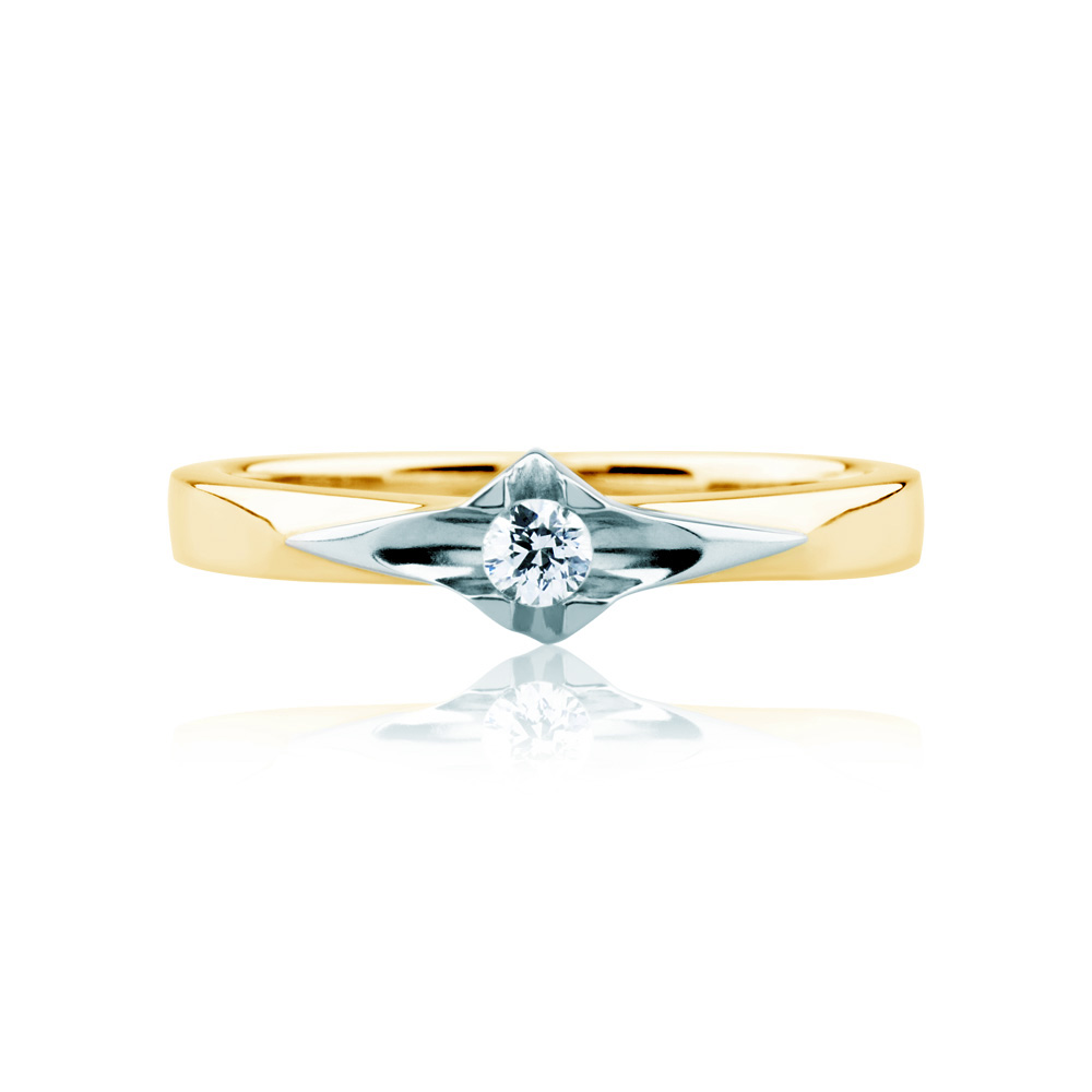 Pierścionek zaręczynowy SAVICKI: dwukolorowe złoto, z diamentem