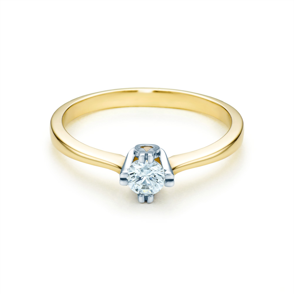 Pierścionek zaręczynowy SAVICKI: dwukolorowe złoto, z diamentem