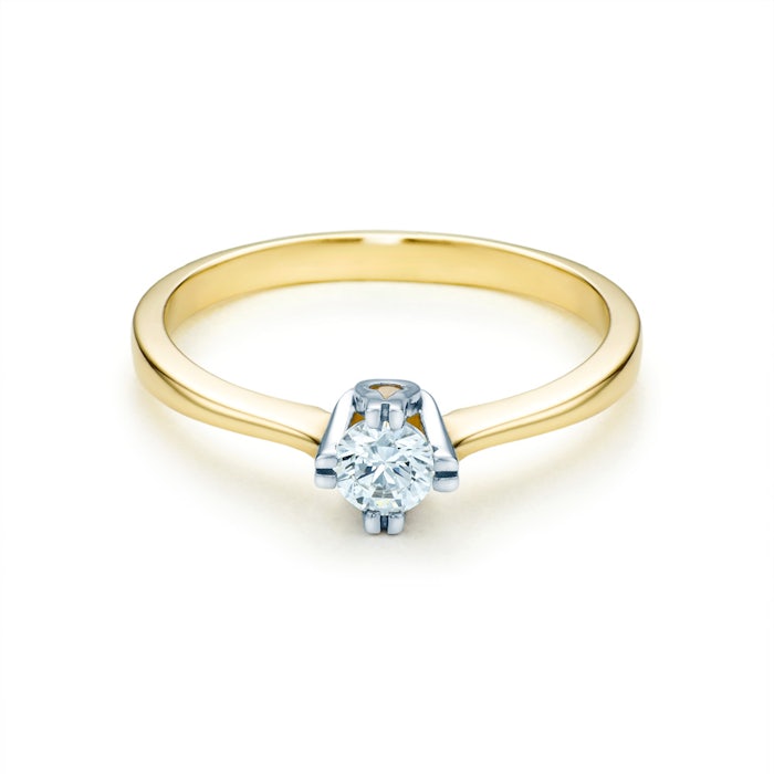 Pierścionek zaręczynowy SAVICKI: dwukolorowe złoto, z diamentem