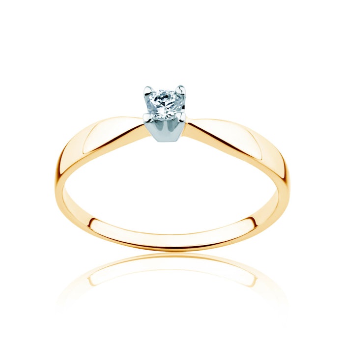 Solitaire Engagement Ring: two colour gold, diamond