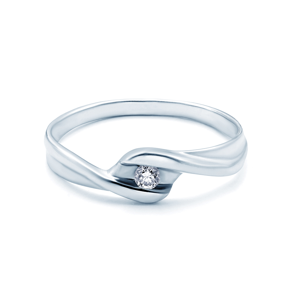 Pierścionek zaręczynowy SAVICKI: białe złoto, diament