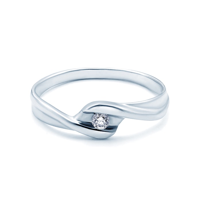 Pierścionek zaręczynowy SAVICKI: białe złoto, diament